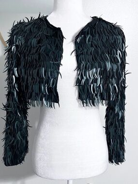 Topshop Fringe Cropped Jacket